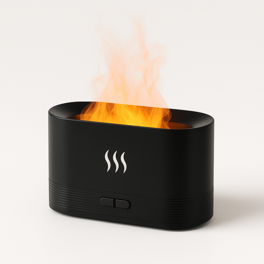 Kinscoter Diffuseur d’Arômes – Humidificateur Ultrasonique LED Effet Flamme, Brumisateur d’Huiles - Himdiffusion
