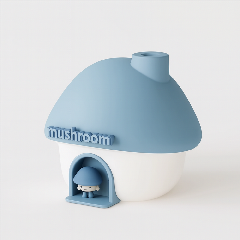 Humidificateur d’Air Dessin Animé 300 ml – Diffuseur d’Huiles Essentielles LED Coloré en Forme de Champignon