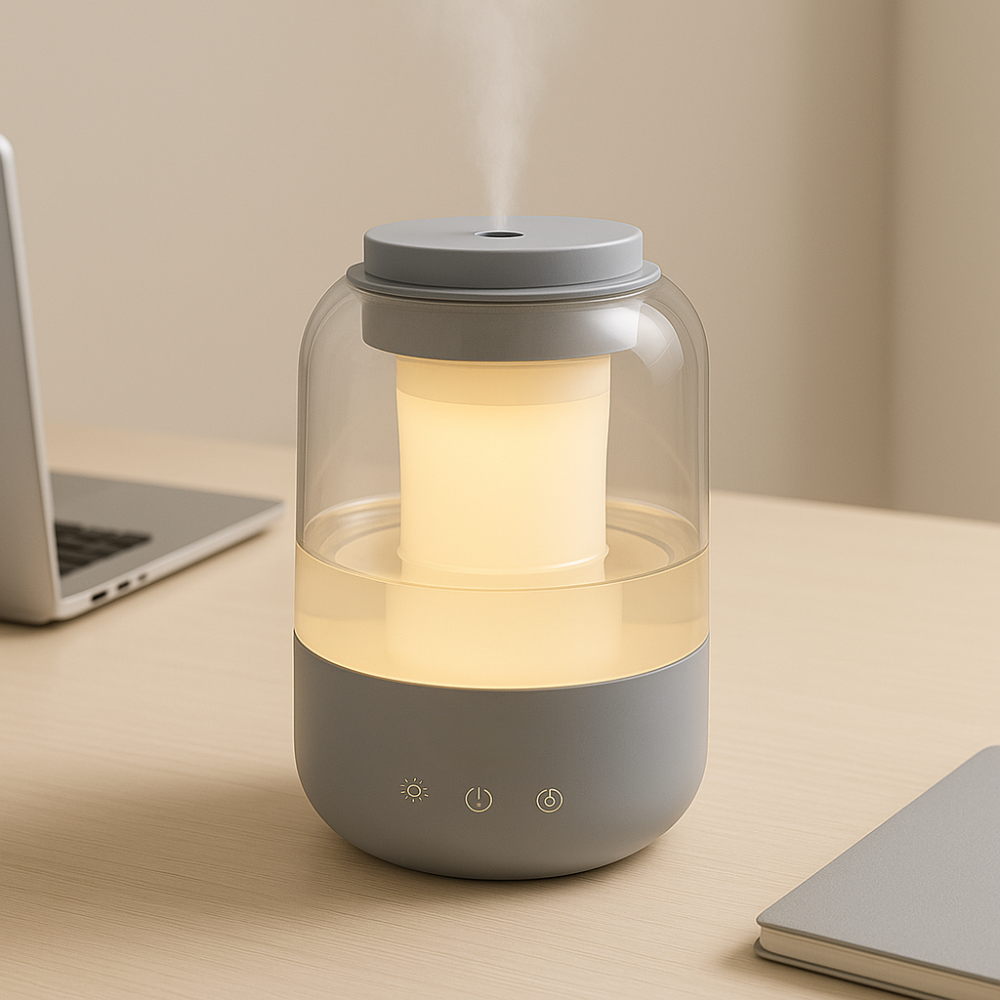 Humidificateur à Double Pulvérisation 2L – Silencieux avec Veilleuse LED et Affichage Numérique