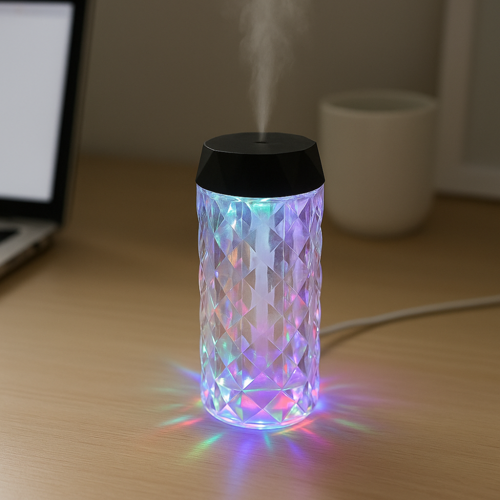 Humidificateur d’Air USB 400 ml – Diffuseur d’Arômes et Brumisateur LED RGB pour Maison, Voiture et Chambre
